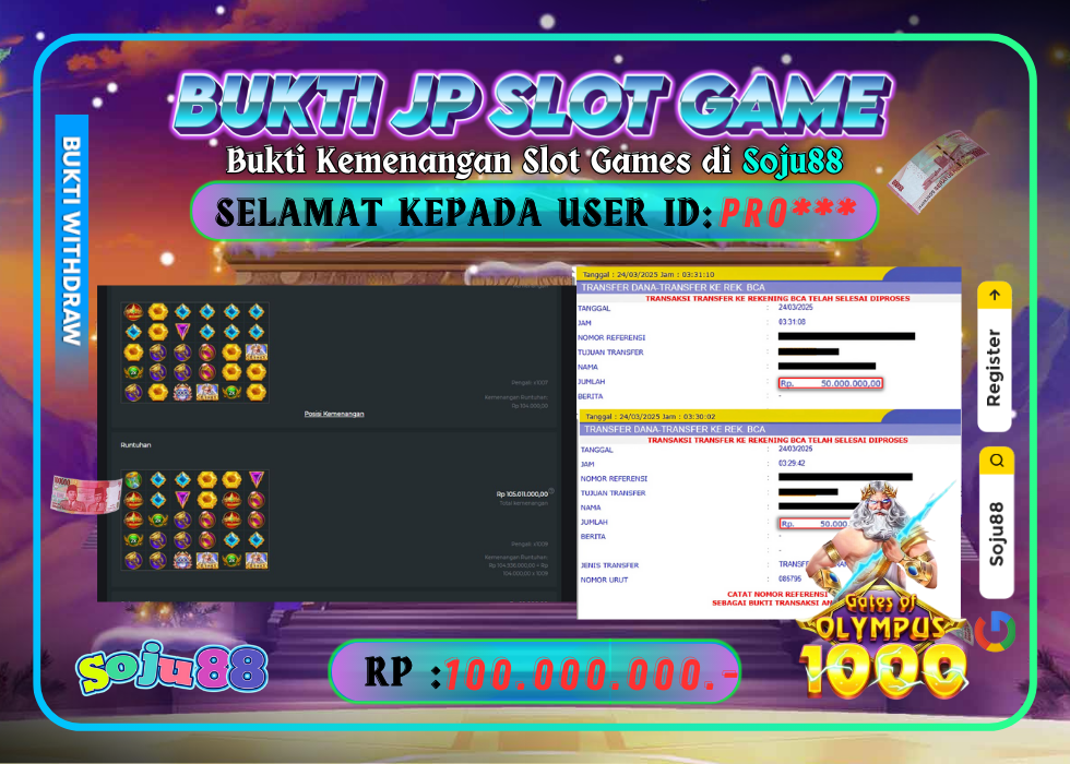 JACKPOT SLOT GAME (GATES OF OLYMPUS 1000) RP.100.470.000,- LUNAS DI SOJU88!