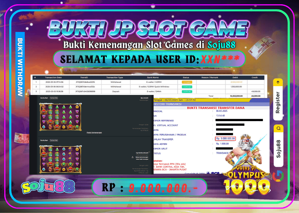 JACKPOT SLOT GAME (PRAGMATICPLAY – SANTA’S XMAS RUSH) RP.9.000.000,- LUNAS DI SOJU88!