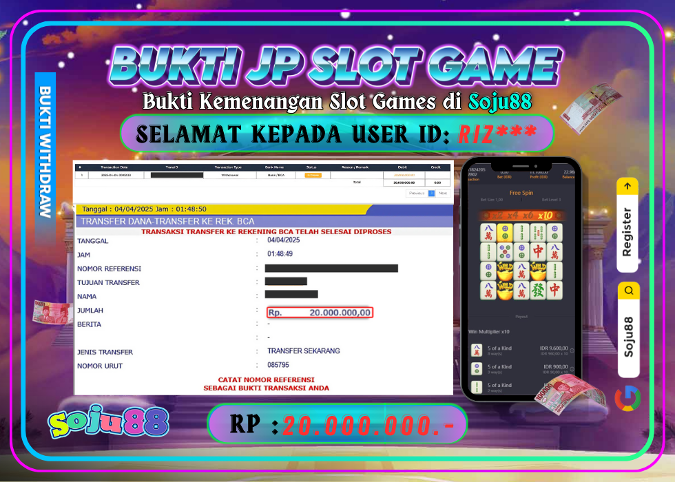 JACKPOT SLOT GAME (PGSOFT – MAHJONG WAYS) RP.20.000.000,- LUNAS DI SOJU88!