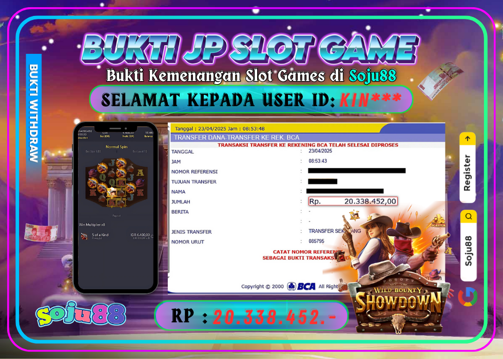 JACKPOT SLOT GAME (PGSOFT- WILD BOUNTY SHOWDOWN) RP.20.338.452,- LUNAS DI SOJU88!