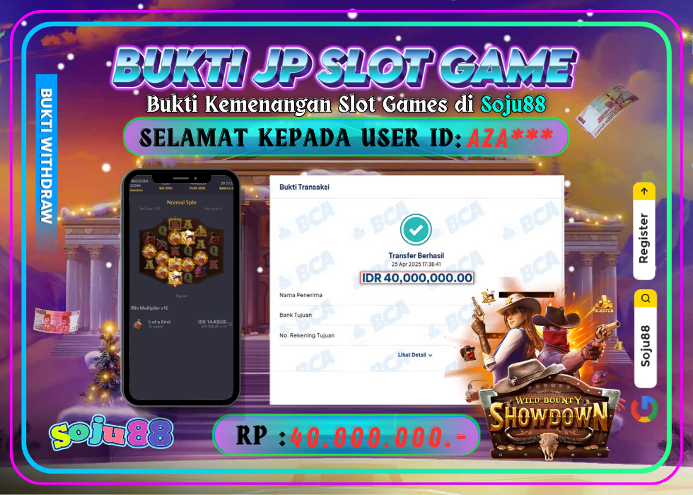 JACKPOT SLOT GAME (PGSOFT- WILD BOUNTY SHOWDOWN) RP.40.000.000,- LUNAS DI SOJU88!