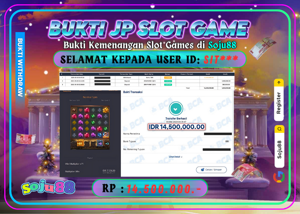 JACKPOT SLOT GAME (PGSOFT – GEMSTONES GOLDBET) RP.14.500.000,- LUNAS DI SOJU88!