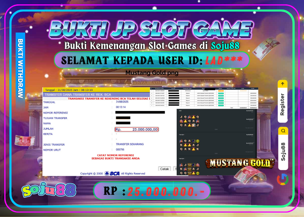 JACKPOT SLOT GAME (PRAGMATICPLAY – MUSTANG GOLD) RP.25.000.000,- LUNAS DI SOJU88!