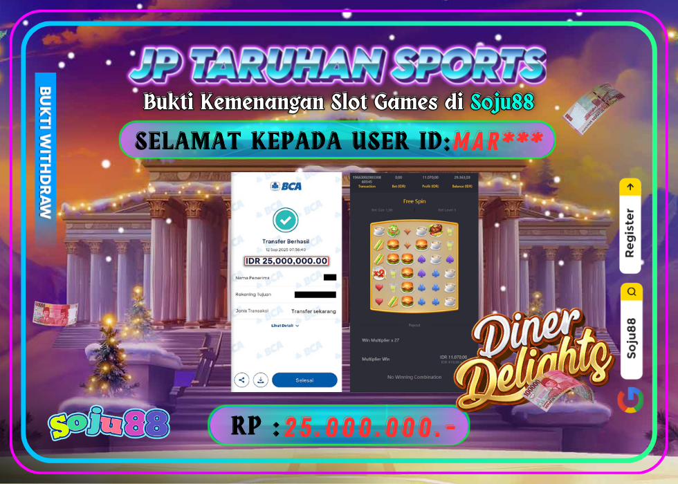 JACKPOT SLOT GAME (PGSOFT DINER DELIGHTS) RP.25.000.000,- LUNAS DI SOJU88!