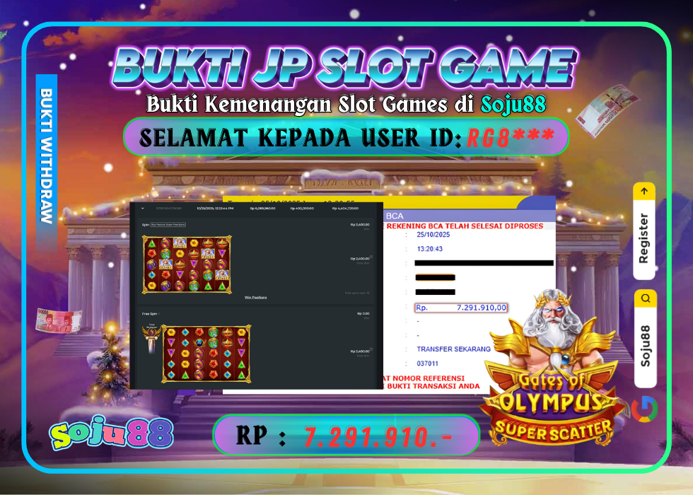 JACKPOT SLOT GAME (GATES OF OLYMPUS 1000) RP.100.000.000,- LUNAS DI SOJU88!