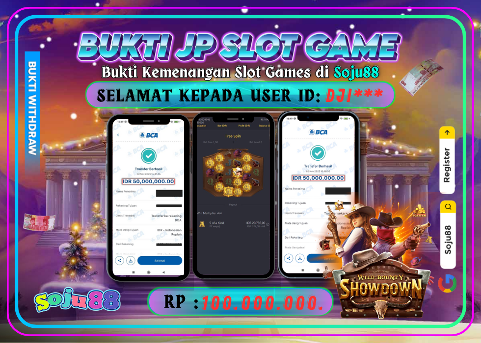 JACKPOT SLOT GAME (PGSOFT- WILD BOUNTY SHOWDOWN) RP.100.000.000,- LUNAS DI SOJU88!